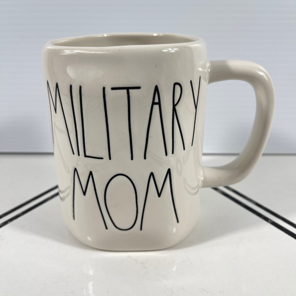 Rae Dunn Military Mom Ceramic Coffee‎ Mug Magenta Artisan Collection Cream White